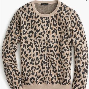 Like new J.Crew Merino wool crewneck sweatshirt in leopard